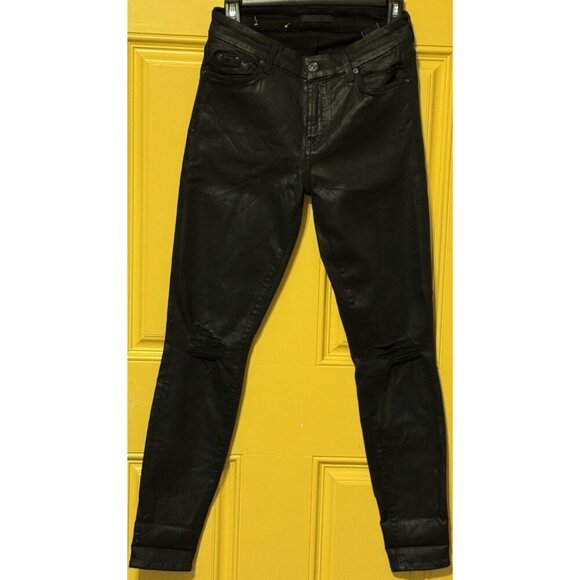 Seven 7 For All Man Skinny Leggings Women's SZ 29 Black Pants Trousers Hipster - Picture 1 of 11
